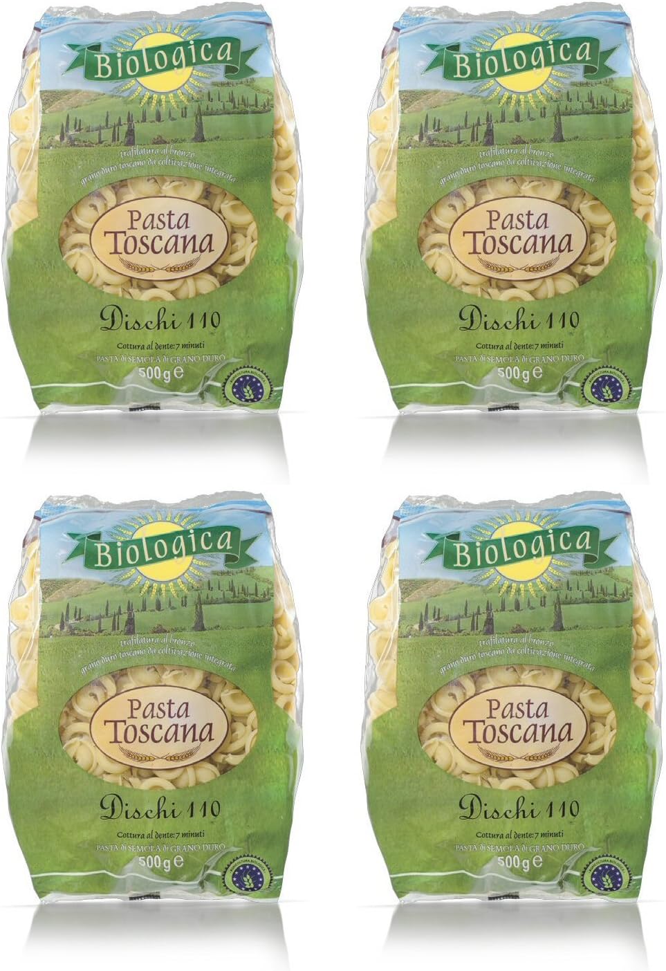 Pasta Toscana: "Dischi 110" Organic Durum Wheat Semolina Pasta 17.6 Ounce (500gr) Packages (Pack of 4) [ Italian Import ]