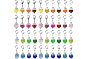 Hicarer 40 Pieces Crystal Dangle Charms Pendants Glass Drop Beads Handmade Dangle Zipper Bead Charms with Silver Cap for Christmas Jewelry Making Necklace Earring Accessory, Assorted Colors
