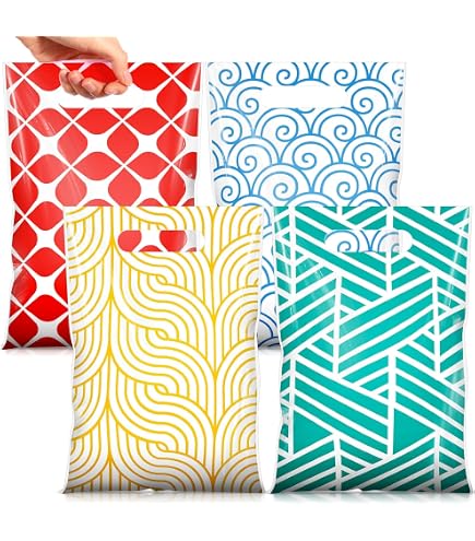 thumbnail image 2 of Pasimy 50 Pcs White And Gold Party Favor Gift Bags Die Cut Plastic Treat Goodie Merchandise With Handle For Birthday Party Wedding Bridal Baby Shower Christmas New Year Gift Supplies 2 of 11