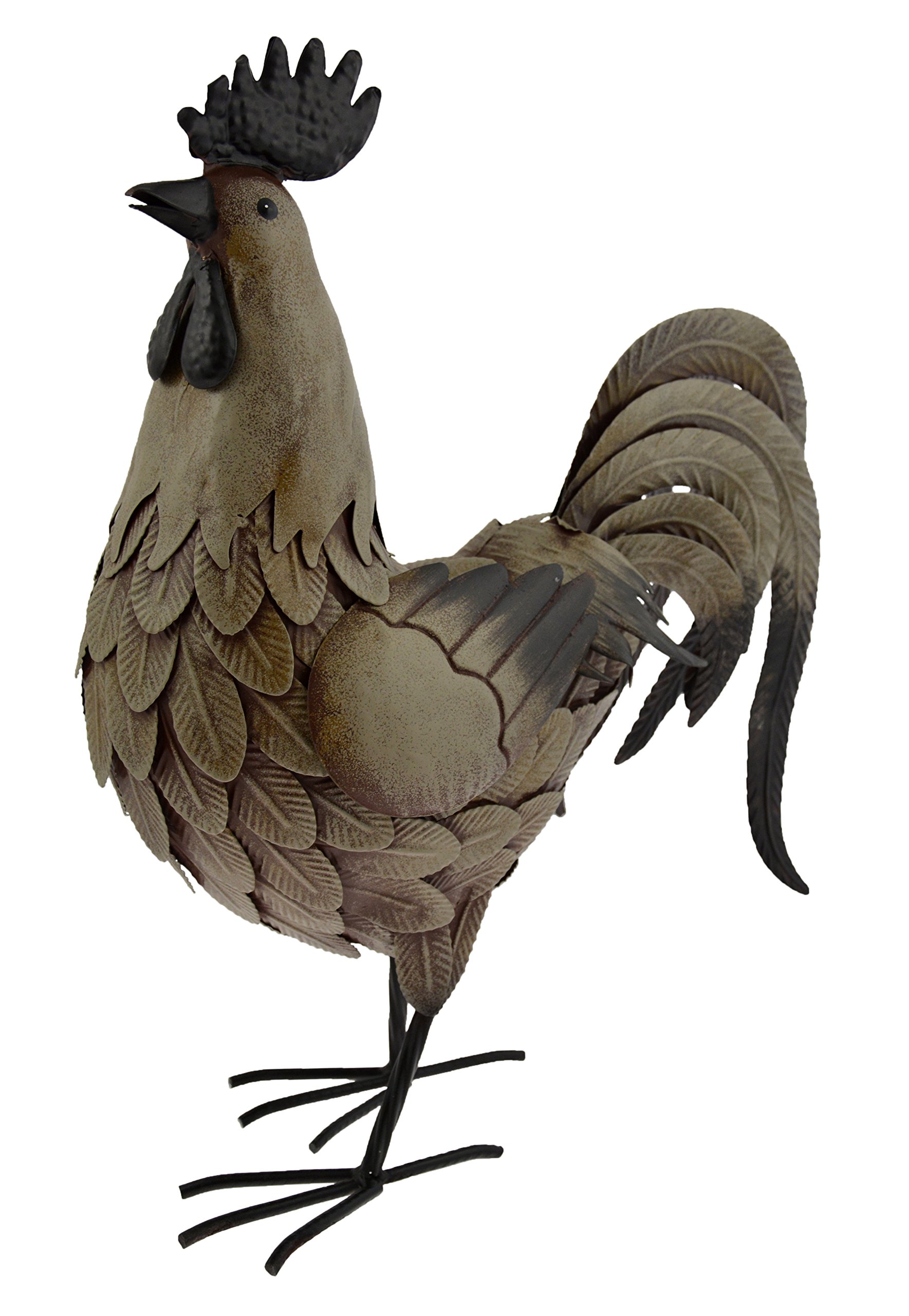 Green Jem GSGD56 Cockerel Metal Garden Decoration Ornament, Multi-Colour, 37x17x49 cm