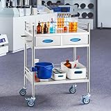 VEVOR 2-Layer Stainless Steel Lab Serving Utility Cart with Lockable Wheels & view 8
