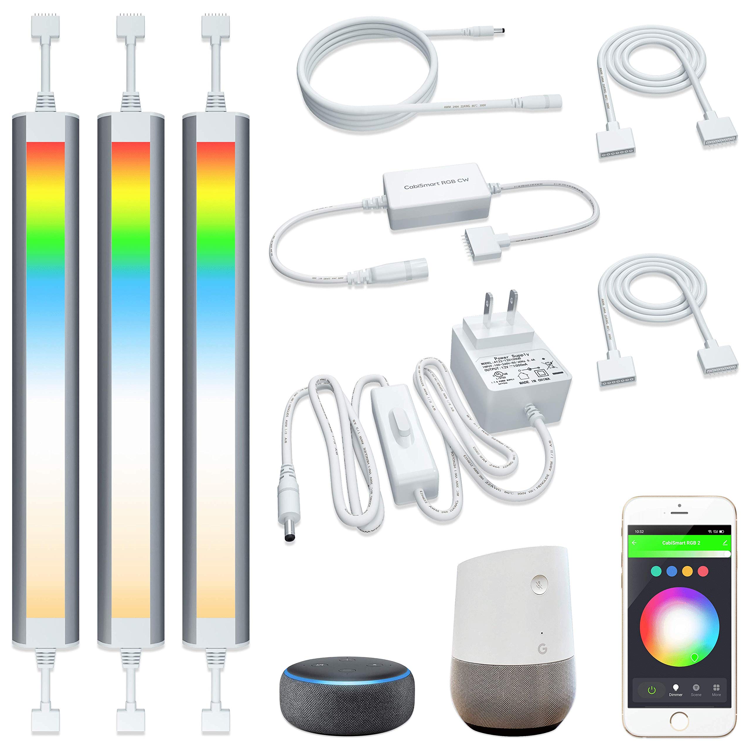 Photo 1 of **MISSING SEVERAL PIECES**
Smart Under Cabinet Lighting Strip Lights White and Multi Color Work With Amazon Alexa Google Home Dimmable for Show Case, TV Back Lights, Kitchen Counter, Book Case, Under Bed (3 Lights Bar kit)