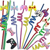 24 Bulk Game Controllers Reusable Plastic Straws, Drink Straws Birthday Summer Activity.Hoilday Student Show Party Supply Favors