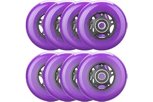 WHEELCOME Inline Skate Wheels Outdoor & Indoor Blade Roller Skate Wheel 85a Roller Hockey Wheels w/Bearings ABEC-9 for Scooter Luggage Repair, 64mm 70mm 72mm 76mm 80mm Dia, 8-Pack
