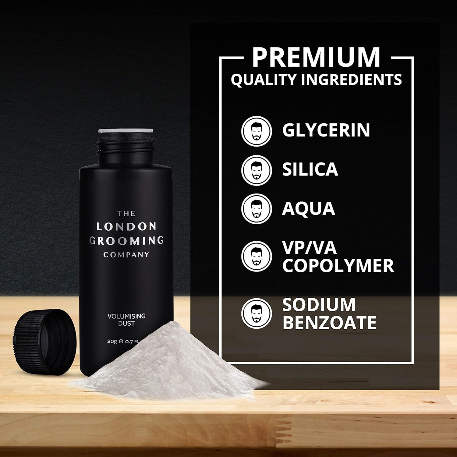 The London Grooming Company Volumizing Matte Styling Texturizing Hair Powder for Men, 0.7oz (20gm) Shaker Bottle: Beauty