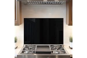 DAIFURONGE Tempered Glass Backsplash For Kitchen Behind Stove,Black Stove Back Top Cover,Easy to Clean Glass Splashback, Sink Cover Splash Guard,Home Kitchen Wall Decor (30"x20"(76.2x50.8cm))