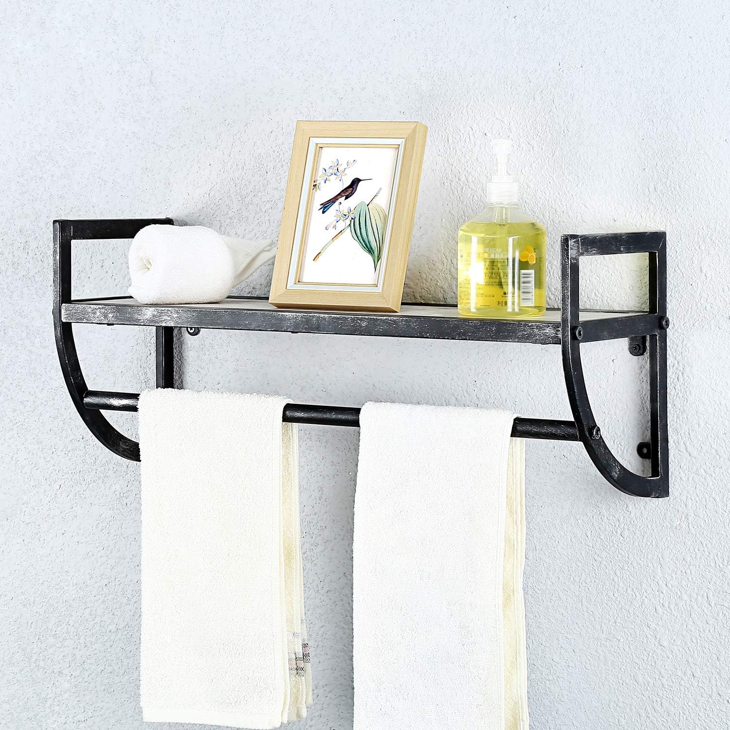 Floating Wall Shelves with Towel Bar,Towel Racks for Bathroom: Kitchen & Dining