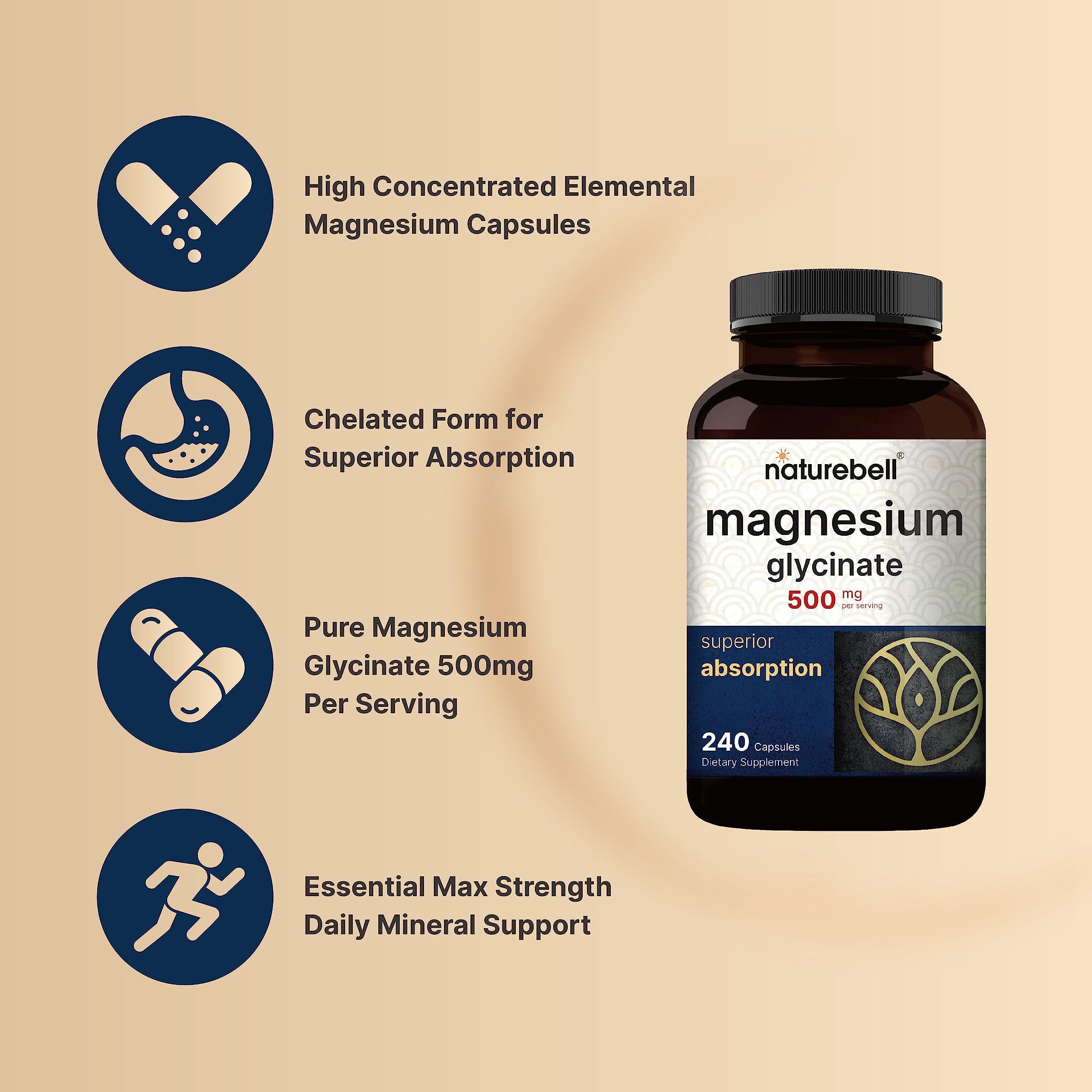 Pure Magnesium Glycinate 500mg with Fat Soluble Vitamin C, 480 Veggie Capsules (2 Pack) | Supplement for Muscle, Enzyme, & Heart Support* – 100% Chelated & Purified – Non-GMO, Filler Free