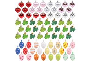 LOAVER 72 Pack Heart Shaped Baubles St. Patrick's Day Shamrock Easter Egg Hanging Ornaments for Easter Irish Day Holiday Party Hanging Decor