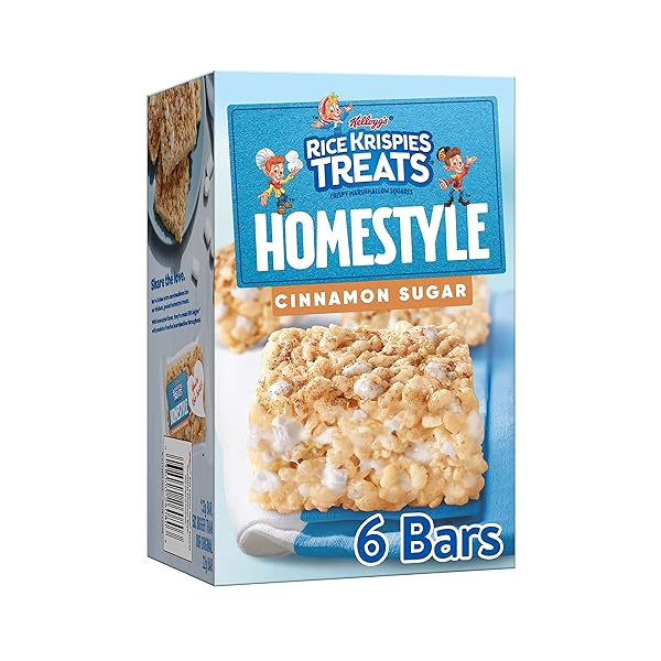 RICE KRISPIES TREATS HOMESTYLE MARSHMALLOW SNACK BARS, KIDS SNACKS, LUNCH SNACKS, CINNAMON SUGAR FLAVOR, 6.98OZ BOX (6 BARS)