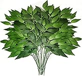 YUSKO 24Pcs Artificial Italian Ruscus Greenery Stems,Silk Greenery Plants Spray Faux Green Leaf Garland Branches Hanging Green Spray Decoration for DIY Wedding Arch, Bouquet,Home Decor