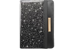 COCO ROSSI Passport Holder Cover Travel RFID Blocking Passport Cover Rose Gold Cute Flowers Passport Wallet with Elastic Band for Women