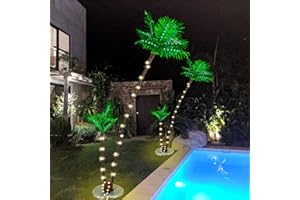 IKARE 7Ft Solar Lighted Palm Tree Outdoor Christmas Tree Decoration, 8 Modes Lighted Artificial Palm Tree - Palm Trees for Outside Patio, Home Decor, Party Display, Holiday Decorations, Nativity Scenes