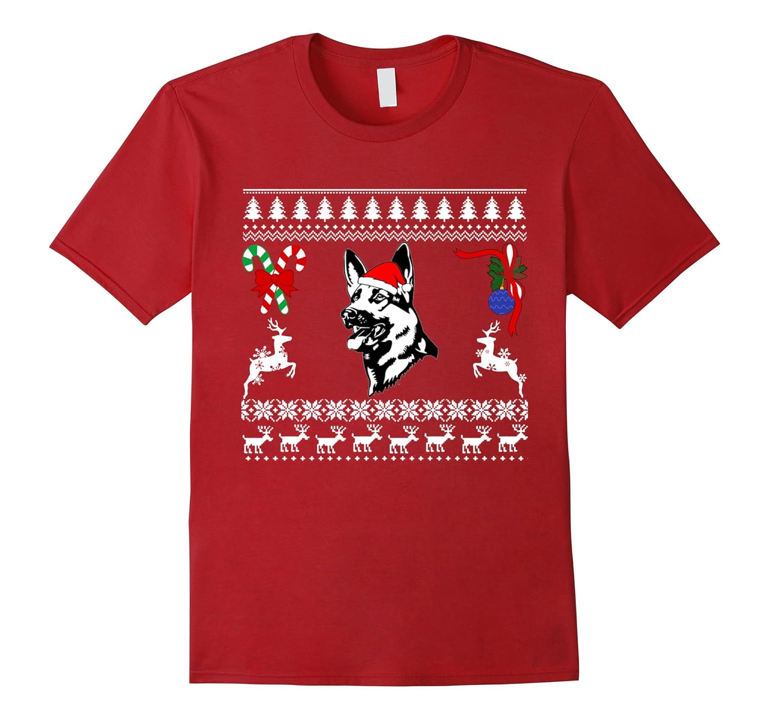 German Shepherd Dog with Santa Hat T-Shirt for Christmas-ANZ