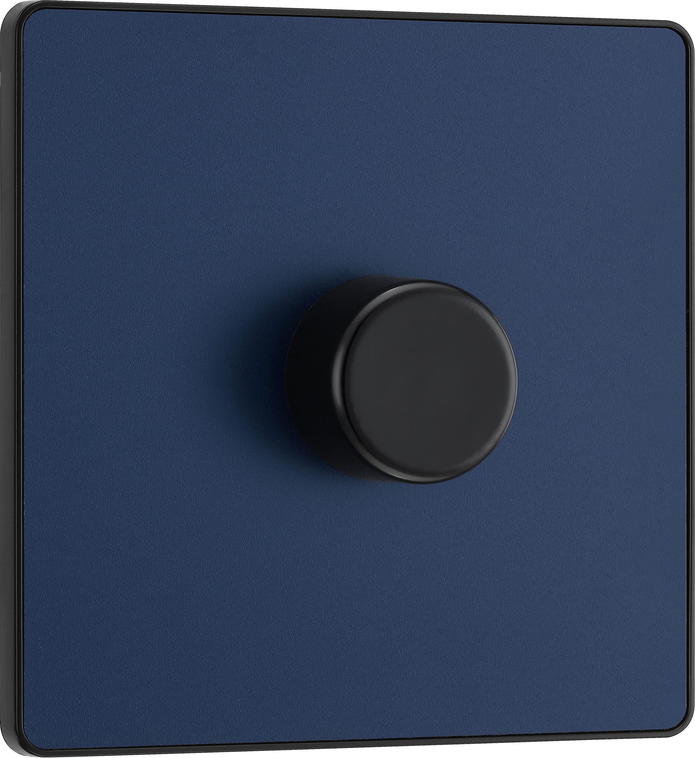 BG Electrical Intelligent Single Wall Dimmer Switch, 2 Way, Screwless Front Plate, Evolve, Matt Blue, 200W, PCDDB81B
