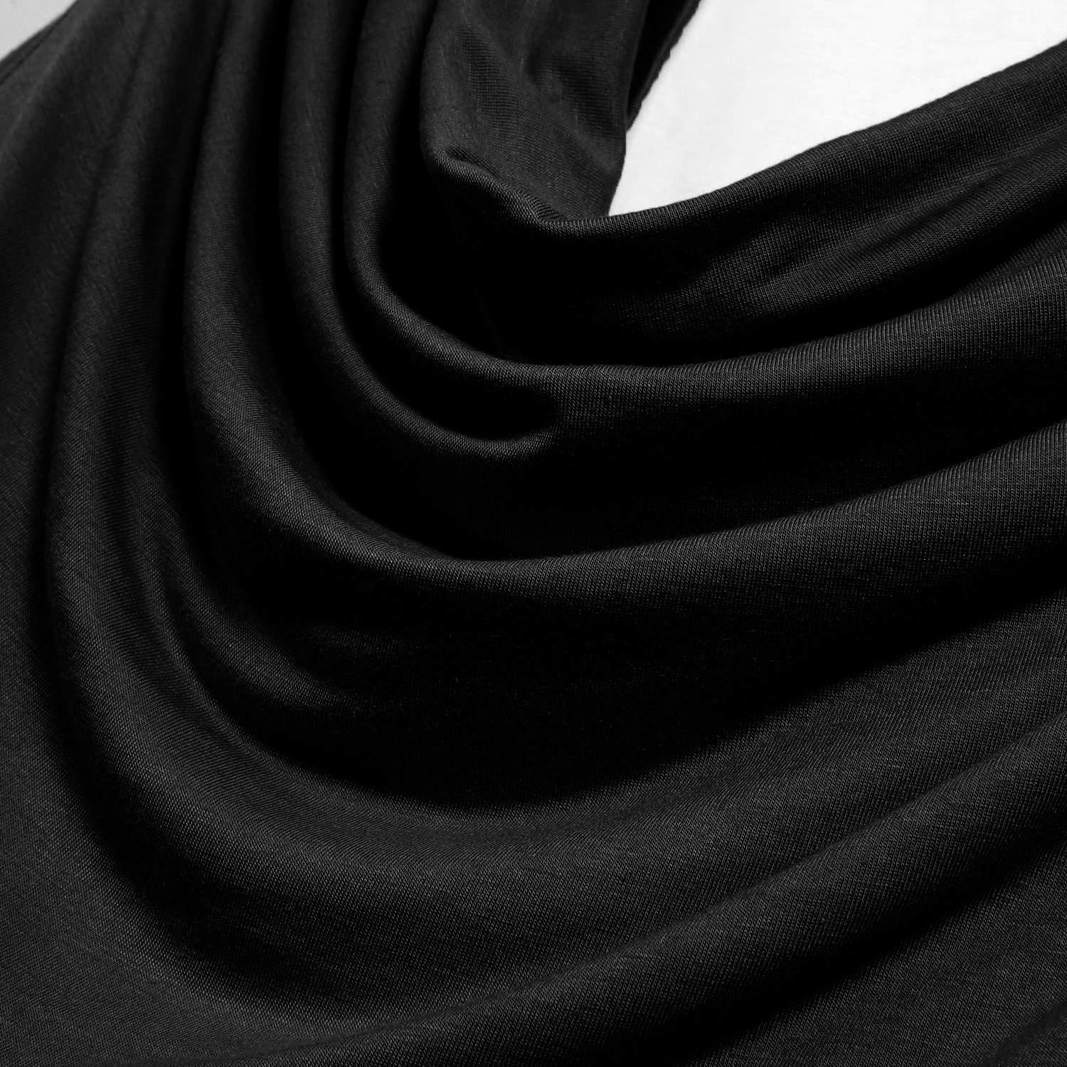 ELESOL Women\'s Casual Cotton Stretchy Top V neck Solid Color Fashion T Shirt Black L