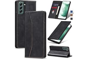 Jasonyu Flip Wallet Case for Samsung Galaxy S22 5G,Leather Magnetic Folio Cover with Card Holder,Kickstand - TPU Shockproof Durable Protective Phone Case,Black