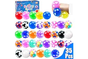 MEZHOBBY 35Pcs Stress Balls, Squishy Squeeze Balls Bulk, Small Sensory Balls, ADHD Stress Relief for Adults , Classroom Prizes, Party Favors, Birthday Gift, Goodie Bag Stuffers