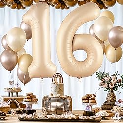 KatchOn, Giant Caramel 16 Balloon Numbers - 40 Inch