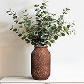 Wancetang Rustic Terracotta Vase, Farmhouse Ceramic Vase, Decorative Clay Vintage Vases for Home Decor, Living Room,Table, Shelf Decor, 9 inch, Brown