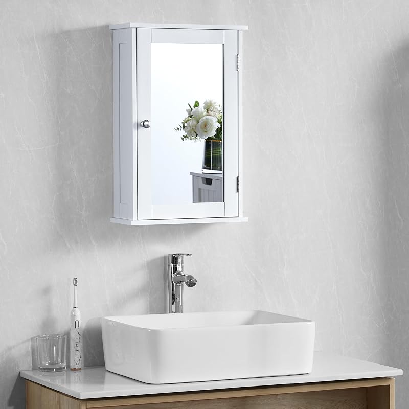 Vida Designs Bath Vida Priano Bathroom Cabinet Single Mirrored Door White