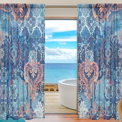 Amazon.de: LZXO Durchsichtige Voile-Vorhänge mit ethnischem Tribal