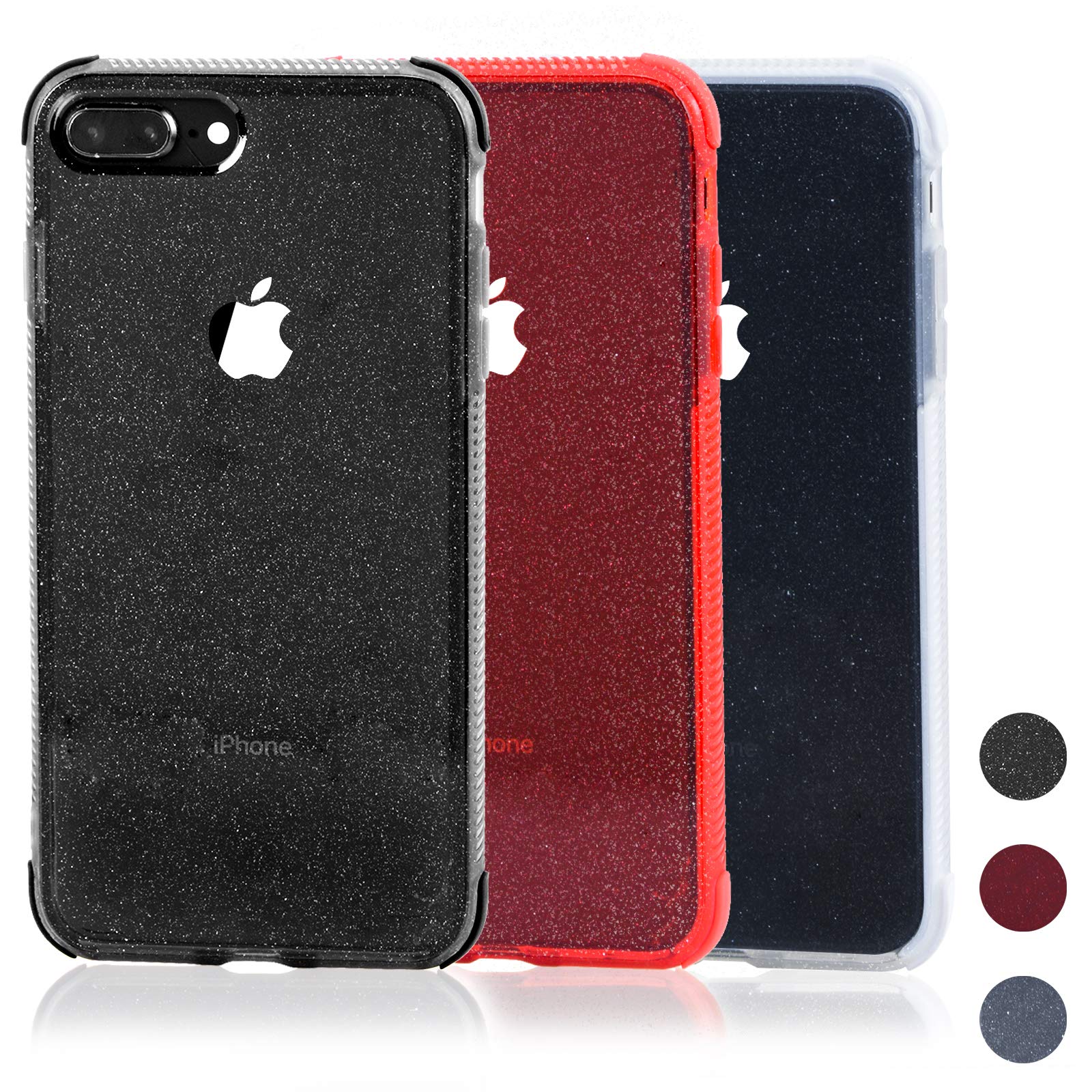 Voilamart iPhone 7 Plus Case, iPhone 8 Plus Case Bling Shiny Cute Pattern Design Sparkle Glitter Anti-Slick/Protective Case for iPhone 7/8 Plus 5.5 Inch, Black