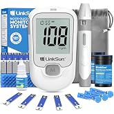 LinkSun G-425-1 Glucose Monitor Kit, 100 Strips &amp; Lancets for Diabetes | 1 Control Solution, 1 Lancing Device &amp; Large Display Blood Sugar Testing Kit for Seniors, Easy-to-Use Glucometer for Home Use