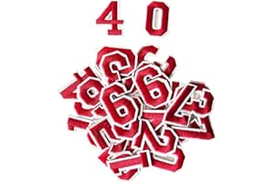Harsgs 40PCS Iron on Numbers Patches, Embroidered Patches Numbers 0-9 Applique for Clothes, Dress, Hat, Jeans, DIY Accessories, Red
