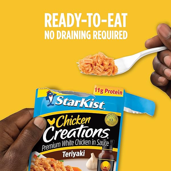 STARKIST CHICKEN CREATIONS TERIYAKI POUCH (2.6 OZ – 1 PACK) FULLY COOKED HIGH PROTEIN WHITE MEAT, NO DRAINING, READY TO EAT FOR SALAD AND SANDWICHES