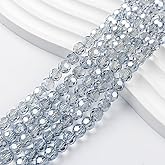 Novborcz 450PCS 6MM Light Gray Round Crystal Glass Beads for Jewelry Making