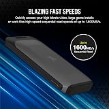 Corsair EX100U 1TB Portable USB Drive Type C Gen2 x2 20Gbps 1600MBs Read Black view 3