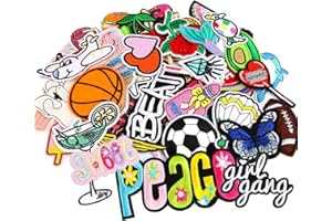 AUGSUN 36pcs Random Assorted Styles Embroidered Iron on Patches DIY Sew Applique Repair Patch Sew on Patches for Backpacks Pa