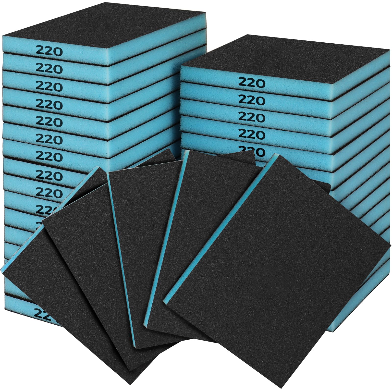 Sruhrak 18 PCS Sanding Sponge Set 220 Grits, Flexible Sanding Pads Wet Dry Reusable Sanding Block Sandpaper Block for Wood, Plastic, Drywall and Metal Polis