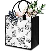 Butterfly Tote Bag For Women, Aesthetic Tote Bag, Cute Reusable Canvas Tote Bag For Traveling Shopping, Butterfly Gift Bag With Ribbon, Shoulder Beach Tote Bag Gifts For Women Friends Coworker -24