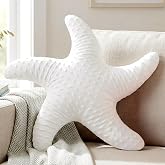 XIAIJIA Starfish Pillow,Coastal Beach Throw Pillows, White, 19.68 Inch | Decorative pillows, nautical pillows, starfish pillows, beach pillows, beach themed room decor for bed, bedroom, sofa, couch