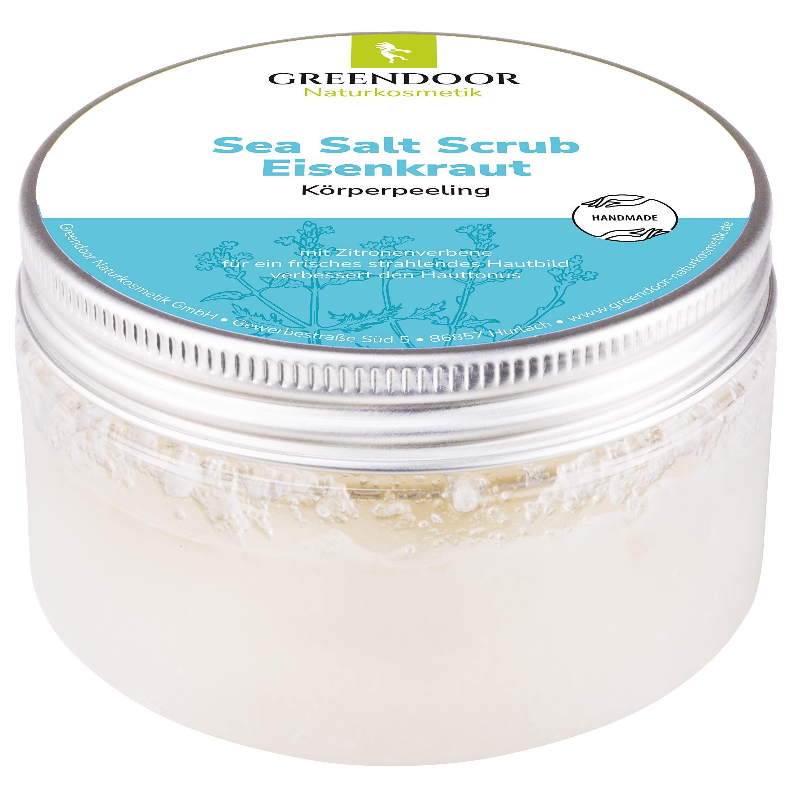 Greendoor Sea Salt Scrub Verbena, Peeling without Plastic, 280g, Natural cosmetic