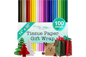 Ocean Tides 100 Sheets (14 x 20 Inches) Christmas Wrapping Paper – Gift Wrapping Tissue Paper Bulk for Crafts, Birthdays, & Holidays – Colored Tissue Papers for Gift Bags & Decorations, Assorted