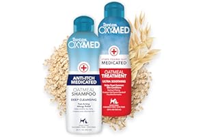 TropiClean Oxymed Medicated Cat & Dog Shampoo and Conditioner Set for Itchy Skin, Skin Soothing Oatmeal Shampoo & Conditioner for Dogs & Cats | Set of 2