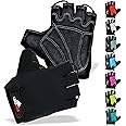 LuxoBike Cycling Gloves Bicycle Gloves Bicycling Gloves Mountain Bike Gloves – Anti Slip Shock Absorbing Padded Breathable Half Finger Short Sports Gloves Accessories for Men/Women