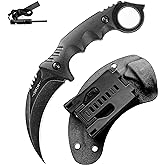JXE JXO Claw Knife with Sheath, Durable 420HC Steel Fixed Blade Outdoor Duty Knife, Karambit Knife with Ergonomics G10 Anti-skidding Handle