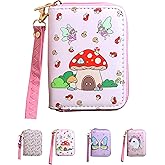 AACKS Little Girls Fairy Wallet with Strap, Mushroom Design, Cute Mini Coin Purse, Bi-fold, Faux Leather, 3 Compartments, Zipper Closure