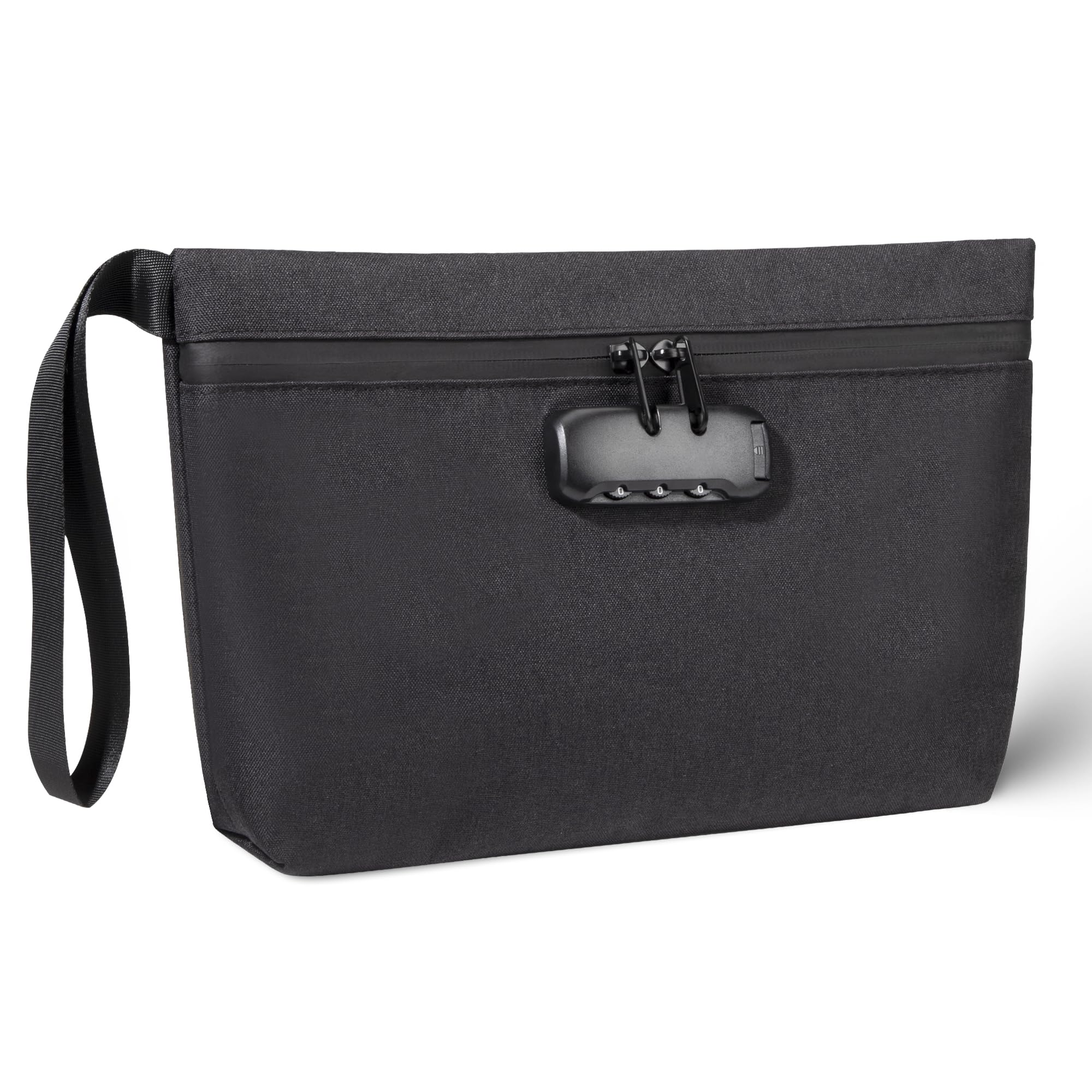 Smell Proof Bag Waterproof Odor Proof Stash Container Box with Combination Lock for Travel Home Office File Cash Storage Valuables, Black