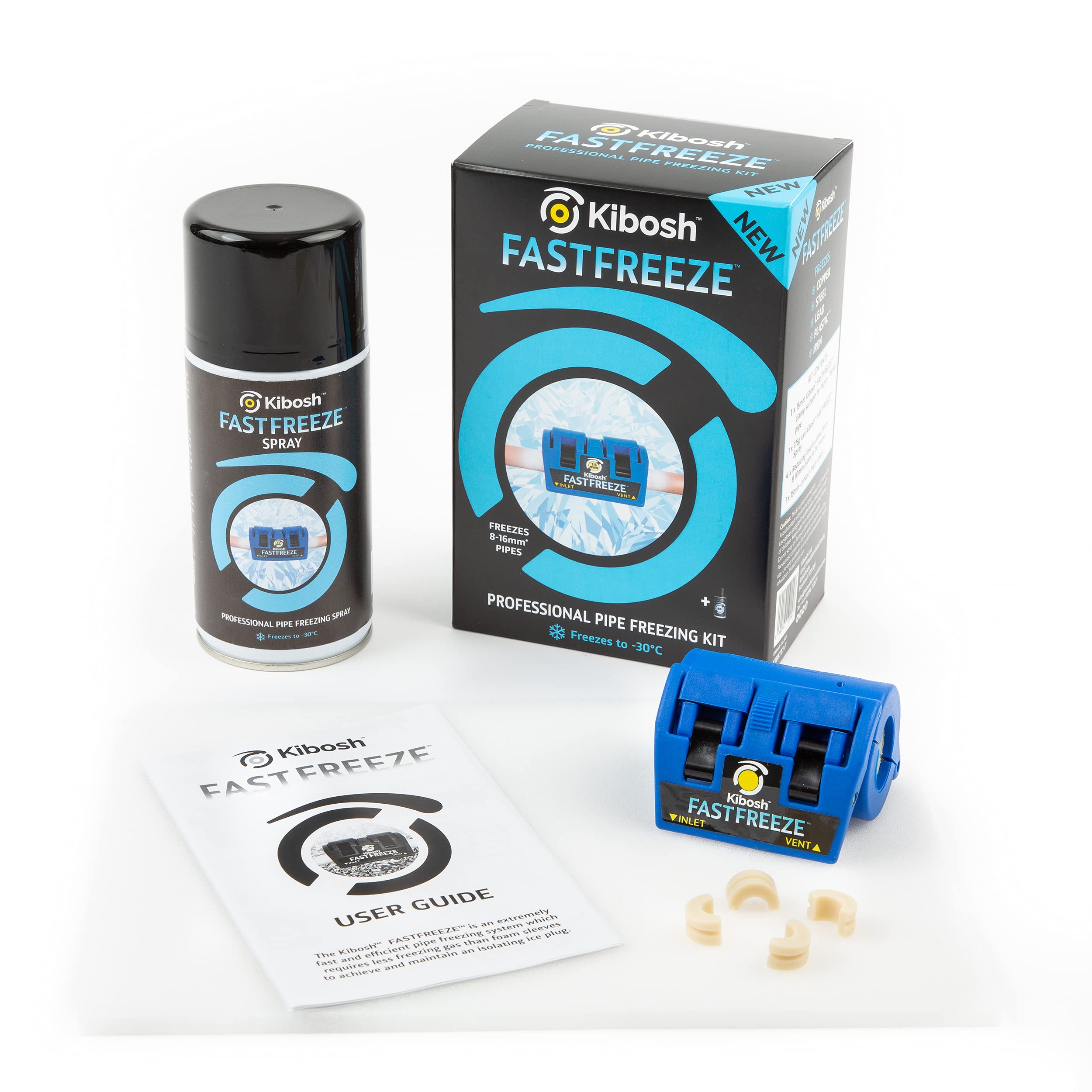 Kibosh FASTFREEZE Kit 1 (1 x 15mm/ USA-CAN 1/2" clamp Plus FASTFREEZE Spray)
