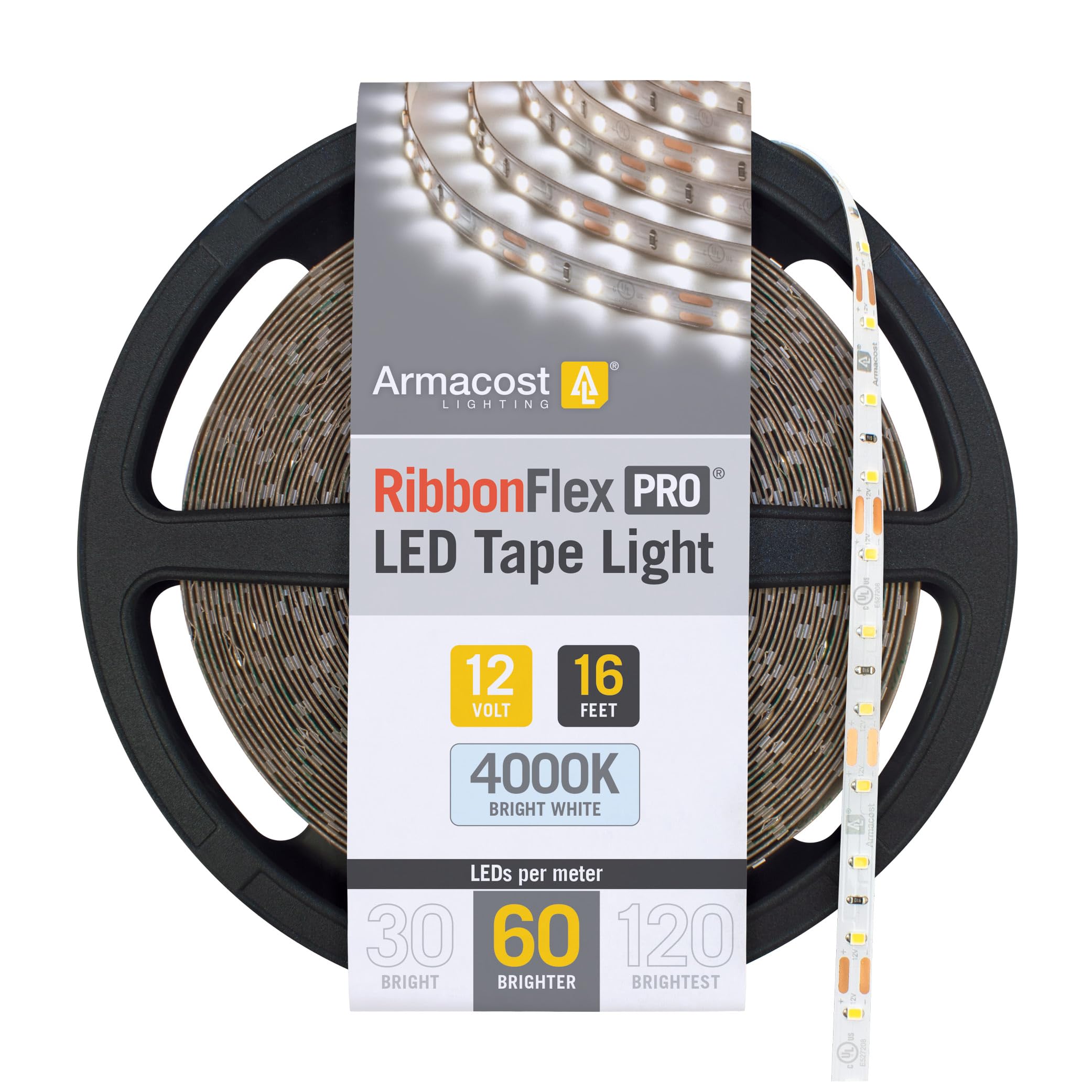 Photo 1 of Armacost Lighting RibbonFlex Pro 12V White LED Strip Lights 60 LED/m, 4000K, 16.4 ft 152230
