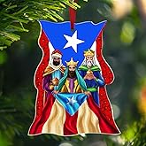 FLAGWIX Puerto Rico Ornament - Three Kings Day Acrylic Hanging Decorations for Home Indoor - Puerto Rico Gifts for Women Men Mom Dad, Friend Housewarming Gifts Ideas