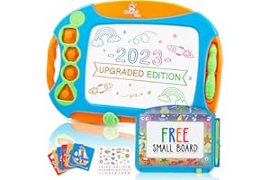 Chuchik Big Magnetic Drawing Board for Toddlers 1-3. 4-Color Large 15.7 Inch Magnetic Drawing Doodle Board Toy Comes with a Travel Size Etch Magnet Board for Kids. Sketch Pad Magnetic Board for Kids