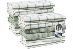 Kitchen Towels Set - Pack of 12 Cotton Dish Towels for Drying Dishes, 18”x 28”, Kitchen Hand Towels, Absorbent Tea Towel, Pre