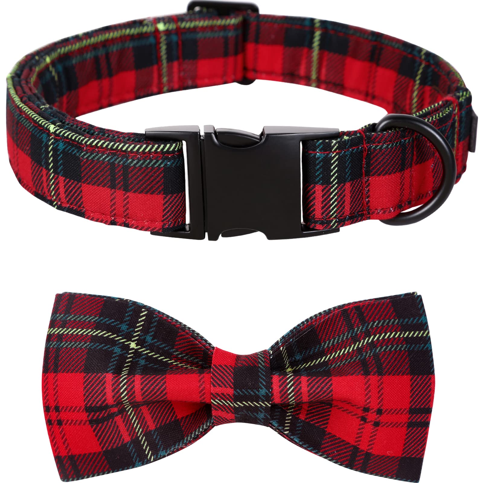 lionet paws Christmas Durable Adjustable Bowtie Dog Collar with Metal Buckle for X-Large Dog, Neck 40-66cm XL