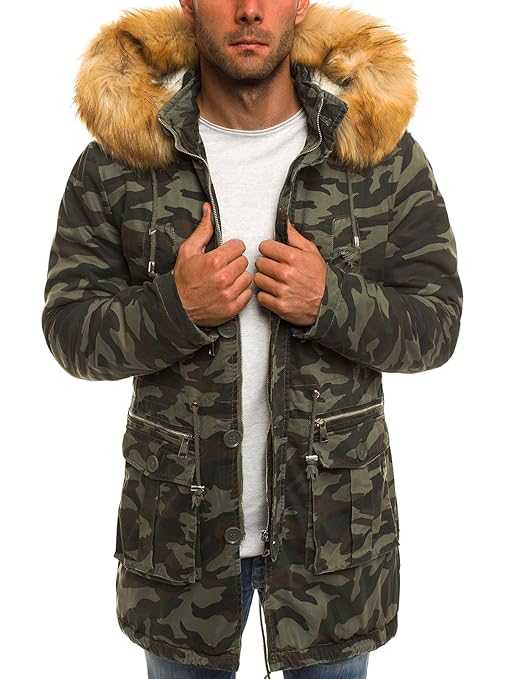 OZONEE Herren Winterjacke Sweatjacke Gefütterte Wärmejacke Lange Jacke Parkajacke Parka Sportjacke J.Style 3149